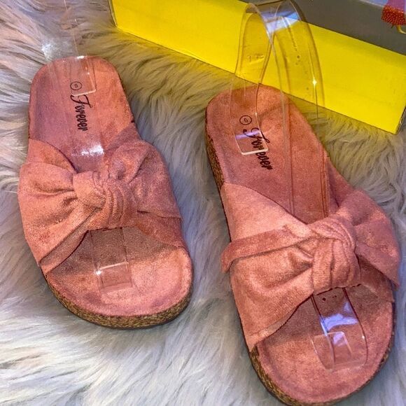 FOREVER Mauve Pink Bow Sandals - Picture 4 of 5